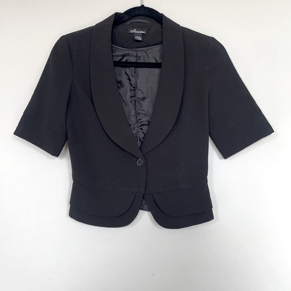 Black 3/4 sleeve short black blazer XS
